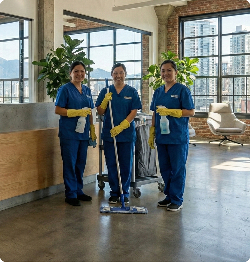 Vancouver Office Cleaner team in a commercial space