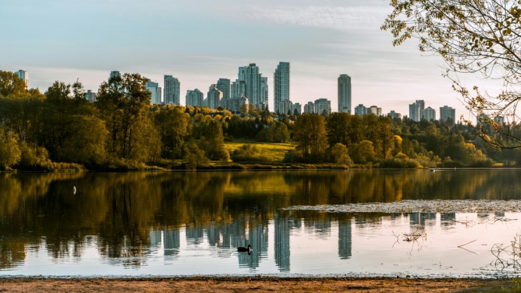 Burnaby skyline with Metrotown office towers served by commercial office cleaning crews